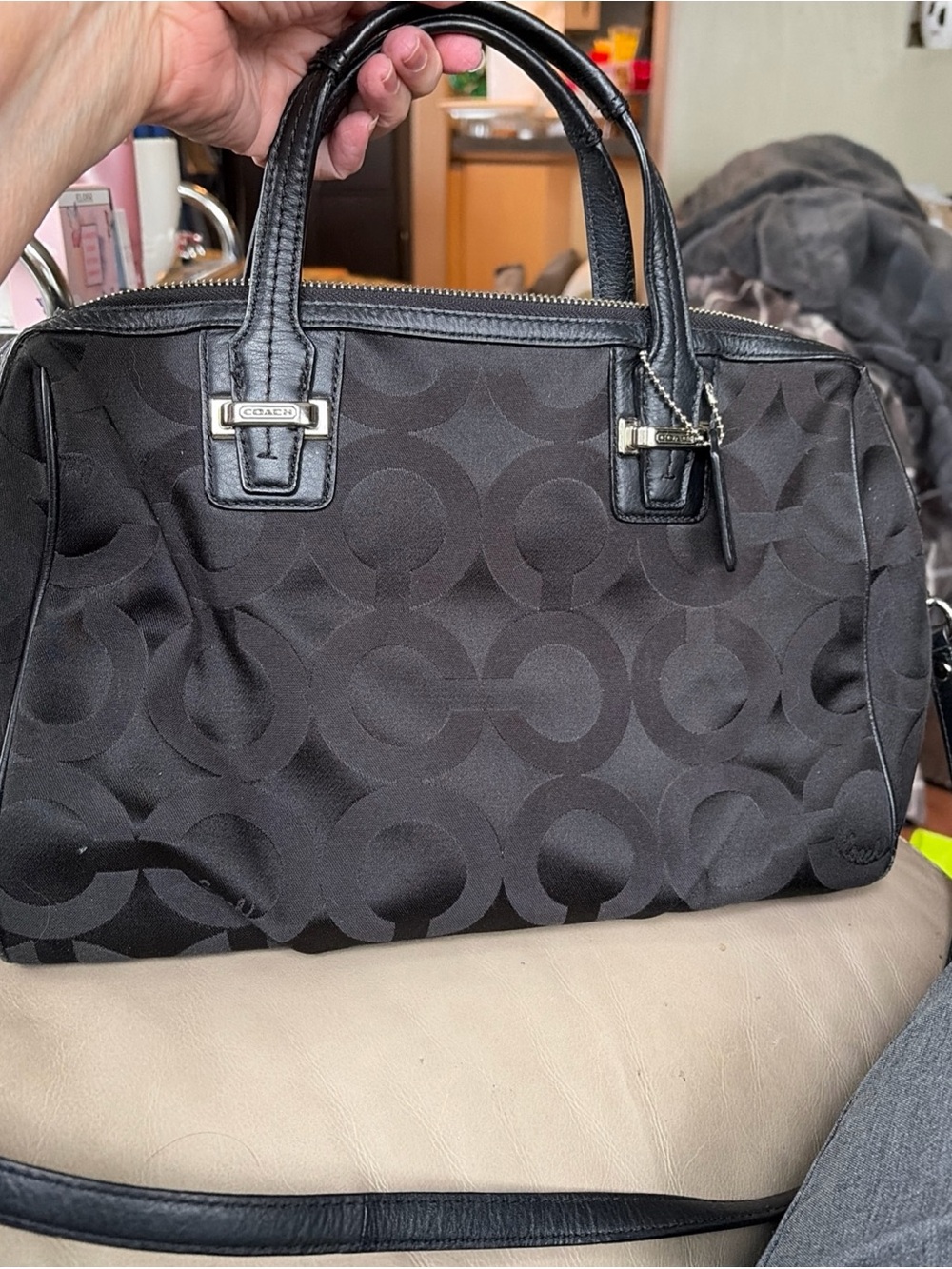 Coach Taylor OP Art Black/Grey Satchel/Shoulder Bag. Detachable Strap.  Exc Cond